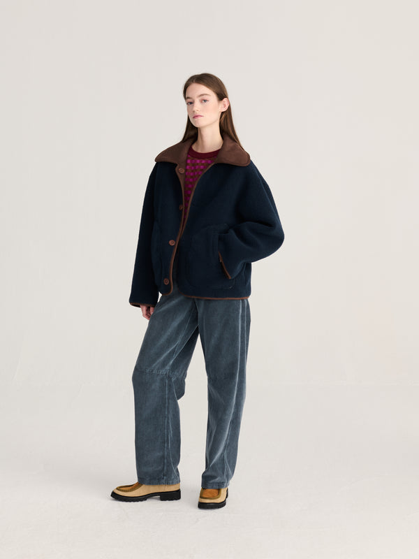 Bobo Choses Soft Reversible Sherpa Jacket Damen Wendejacke braun blau