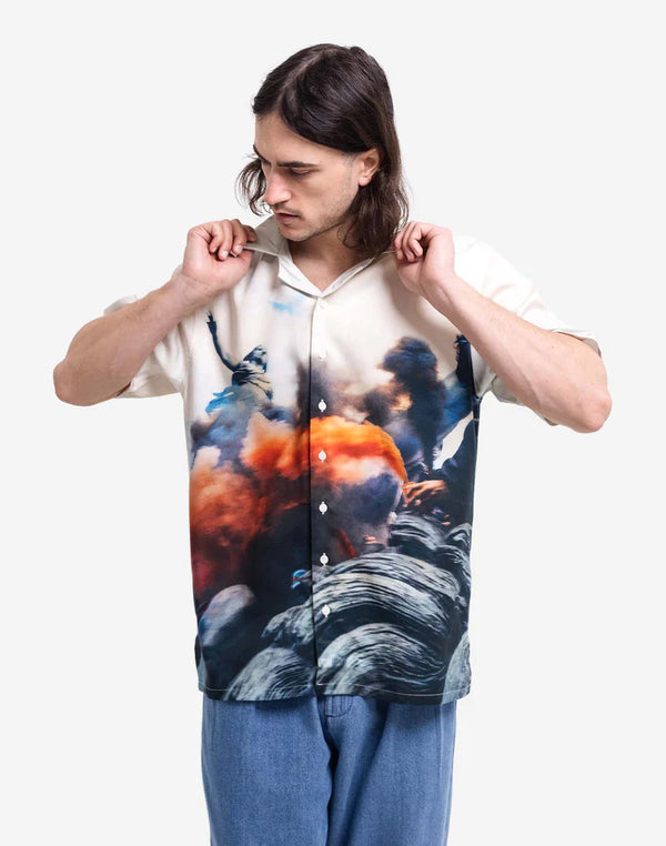 Olow Aloha Riot Off-White Shirt Kurzarm Hemd Herren creme