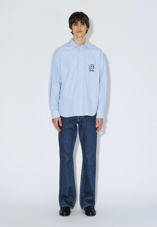 Dr. Denim Wes Shirt Hemd Gestreift Herren Hellblau