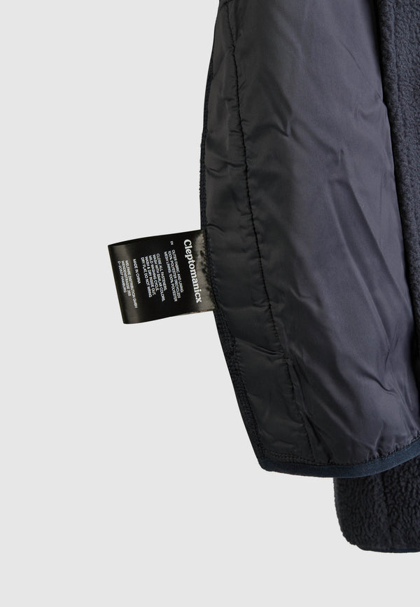 Cleptomanicx Flaneur Teddyfleecejacke Blue Graphite – Ansicht 3