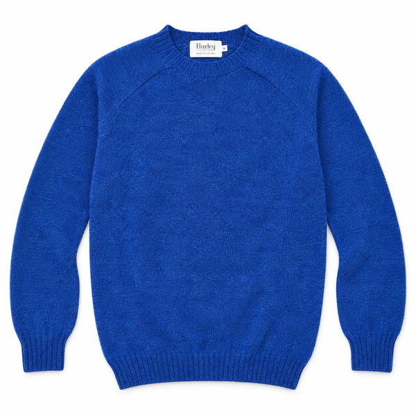 Harley of Scotland Brushed Wool Pullover Herren Saphirblau