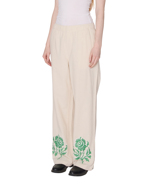 Obey Roses Embellished Natural Pants Hose creme