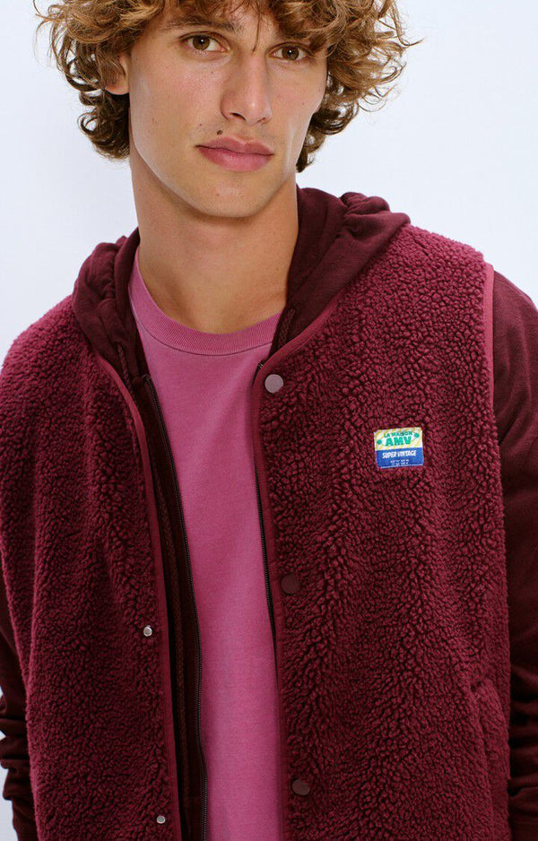 American Vintage Hoktown Weste Bordeaux Melange Herren dunkelrot meliert