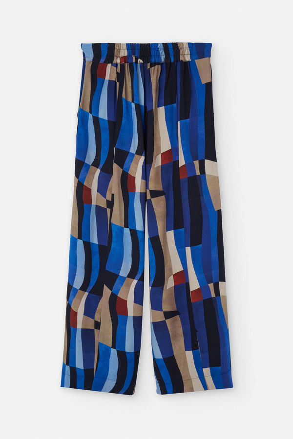 Suite 13 Makah Pants Move Print Viscose Damen Wide Leg Hose blau multi