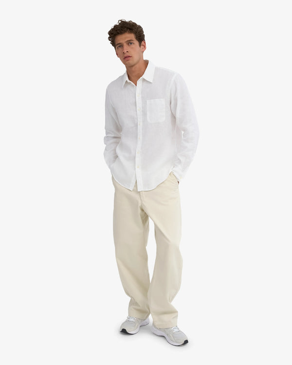 Colorful Standard Optical White Leinenhemd Herren weiss