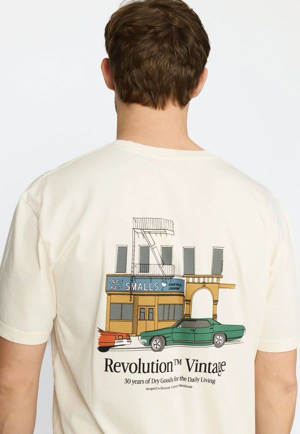 Revolution Offwhite Oldscool Streetview Backprint T-Shirt Herren weiss