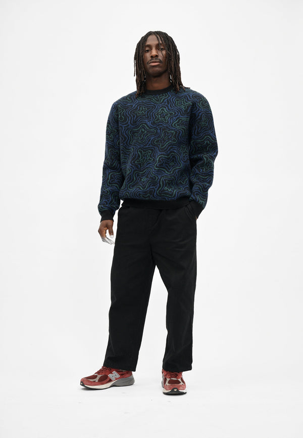 Cleptomanicx Scribbles Knit Black Crewneck Pullover Herren schwarz