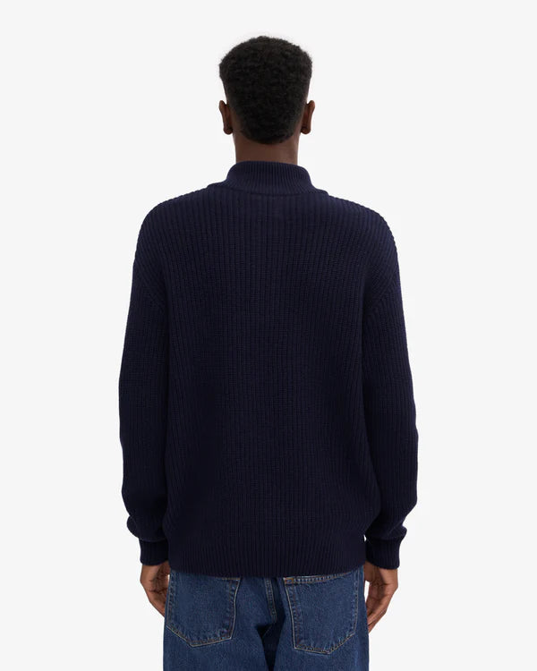 Colorful Standard Merino Quarter Zip Navy Blue Unisex Troyer blau