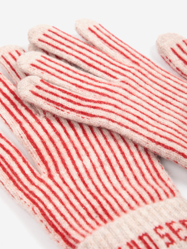 Bobo Bobo Choses Merino Wool Stripes Knitted Gloves Unisex Handschuhe Merino braun