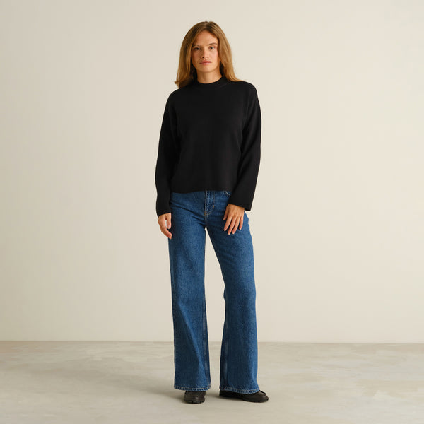 Dedicated Limhamn Sweater Base Black Damen Pullover Bio Baumwolle schwarz