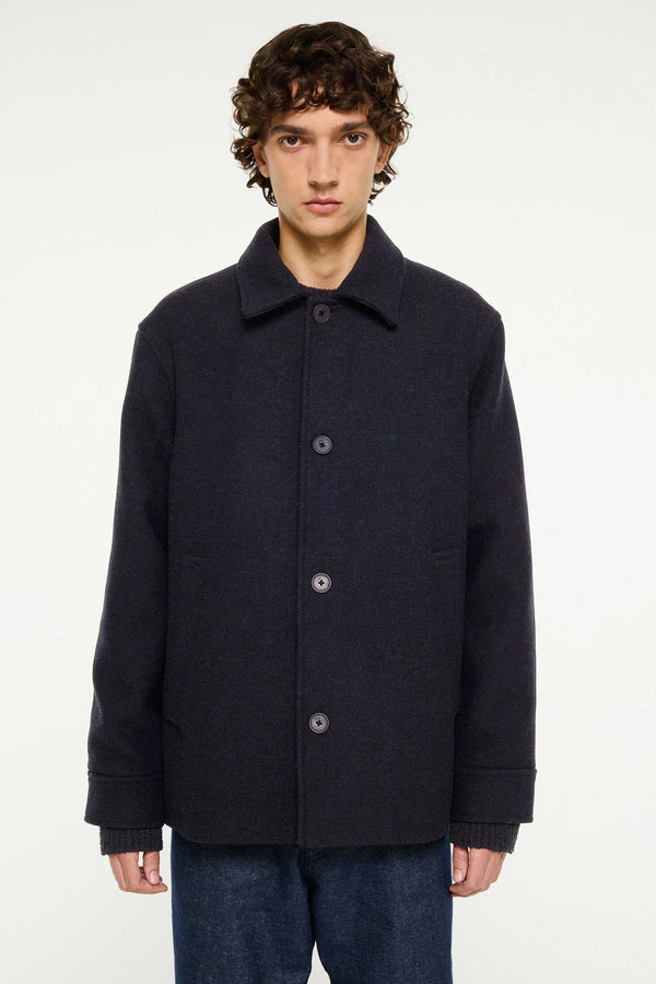 Elvine Ciaran Wolltwill Jacket Navy Melange Herren Wolljacke blau