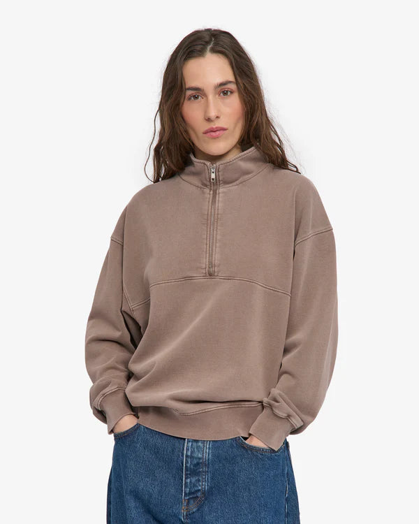 Colorful Standard Organic Quarter Zip Unisex Faded Khaki