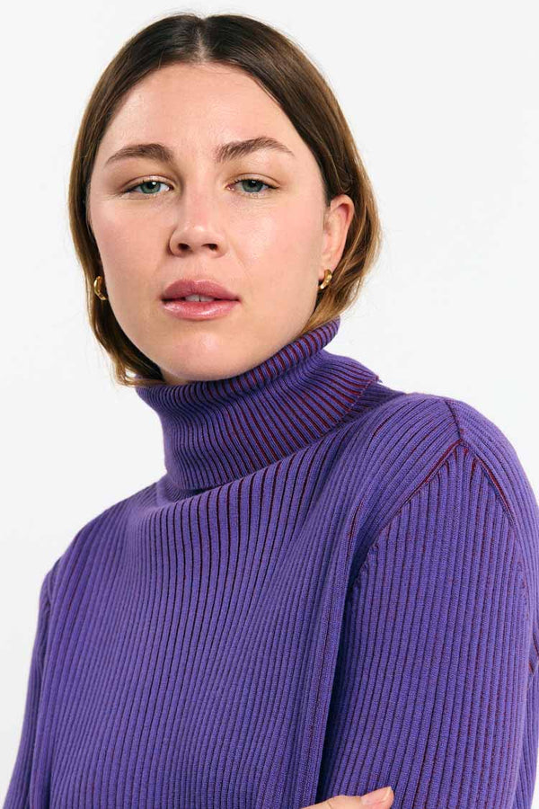 Suite13Lab Muge Jumper Blue Damen Rollkragen Bio Baumwolle blau
