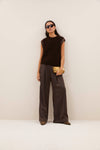 By-Bar Lodi Metallic Pants Damen Bundfalten Palazzo Hose bronze