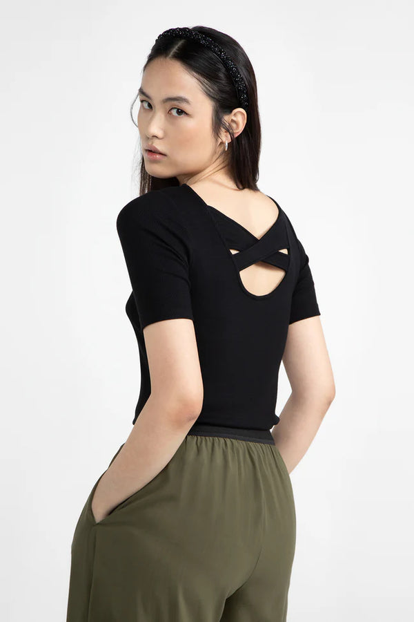 Lovjoi Arnelia T-Shirt Black Viskose Damen schwarz