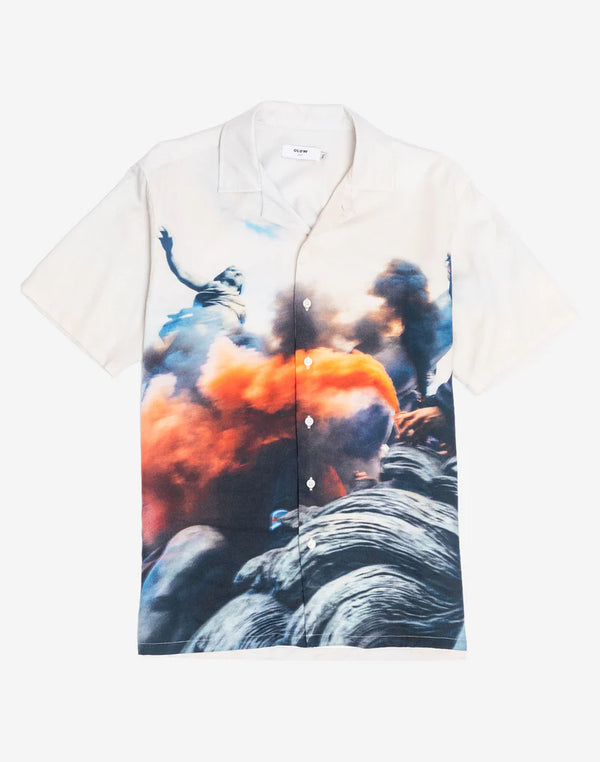 Olow Aloha Riot Off-White Shirt Kurzarm Hemd Herren creme