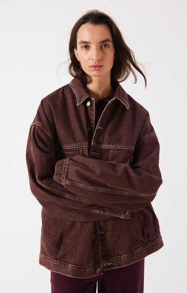 American Vintage Oshow raisin Jeansjacke Unisex bordeaux