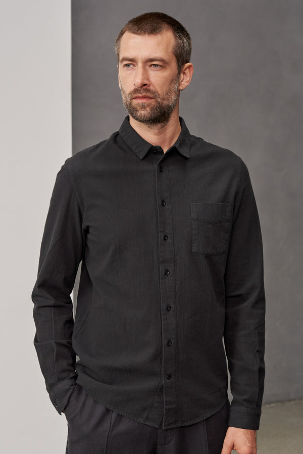 About Companions Simon Shirt Eco Crincle Hemd Herren schwarz