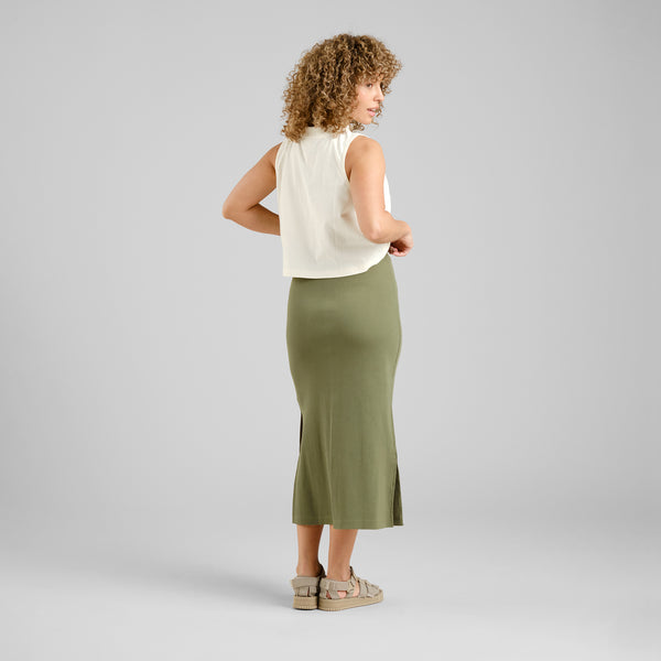 Dedicated Kvarnvik Rib Skirt Damen Midi Rock grün