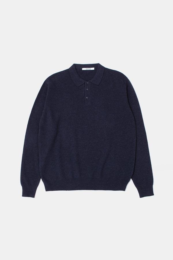 Edmmond Studios Wool Polo Navy – Vorderansicht