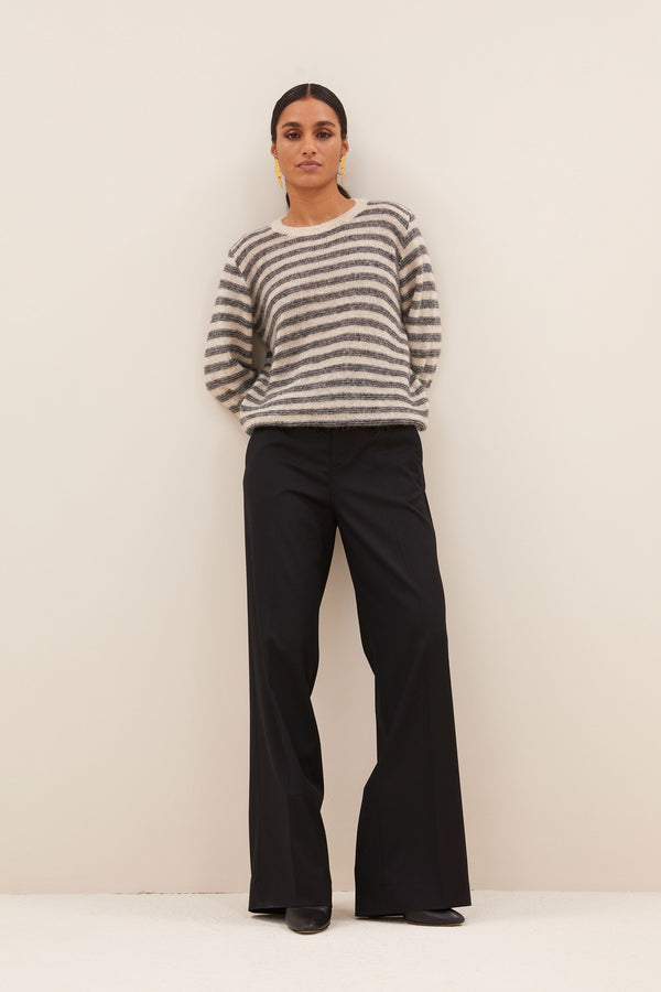 By-Bar Spila Stripe Pullover Sand Mill Damen Alpaka beige