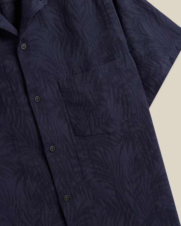 Portuguese Flannel Palm Kurzarm Hemd Herren dunkelblau