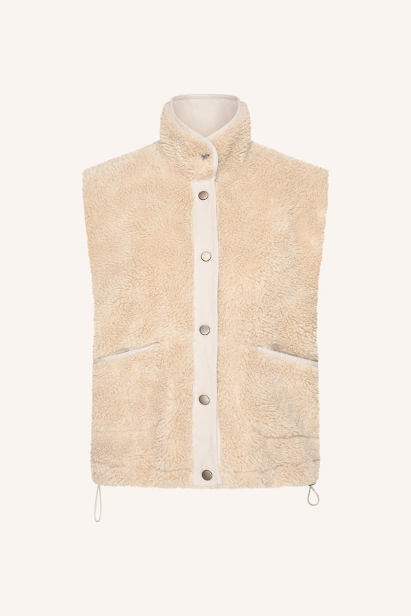 By-Bar Steve Sleeveless Jacket Teddy Weste Damen weiss