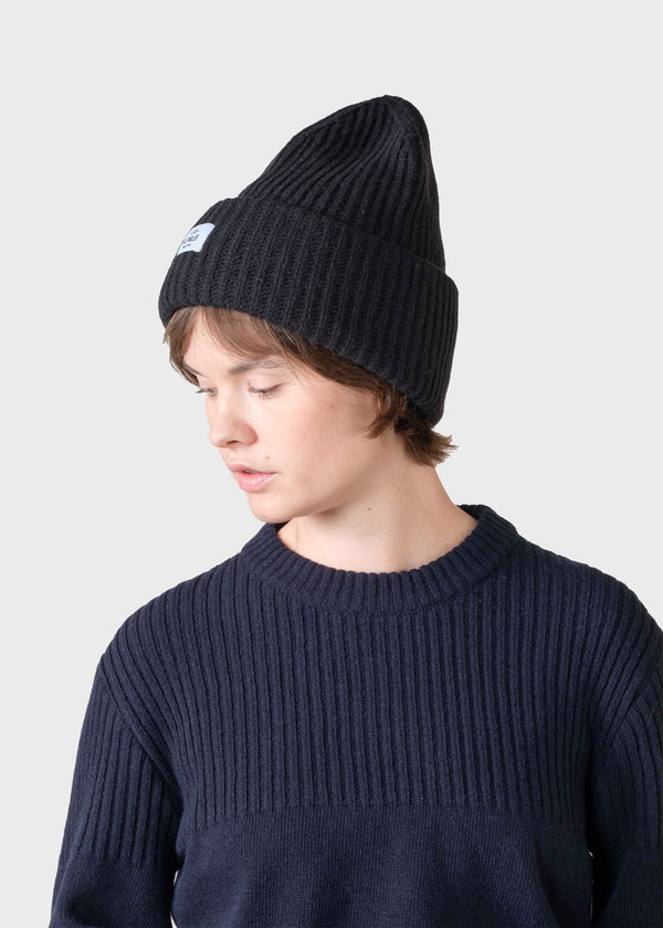 Klitmøller Wide Rib Beanie Black Mütze Schwarz