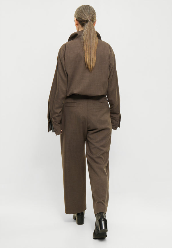 Elvine Admira Pants Brown Melange Damen Bundfaltenhose braun