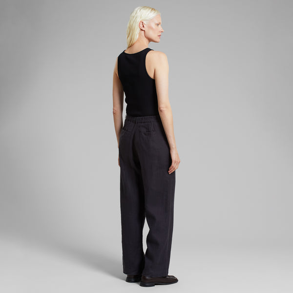 Dedicated Vickleby Linen Pants Damen Leinen Hose schwarz