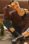 Lovjoi Cardigan Antoinett Dark Maroon Dunkelbraun