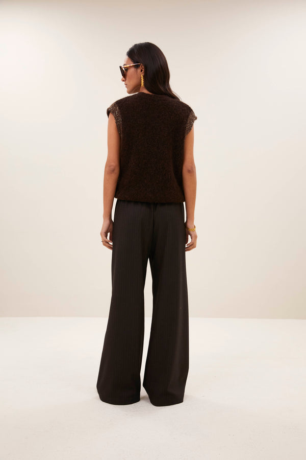 By-Bar Pelle Pinstripe Pants Damen Stoffhose Viskose braun