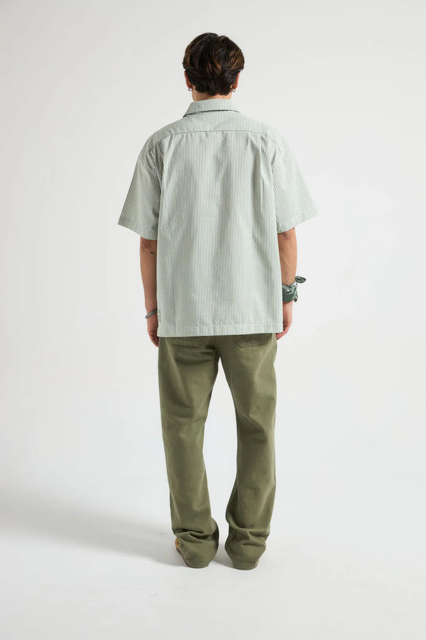 Trendsplant Mechanic Box Seaqual®Yarn Shirt Green Stripes Hemd Herren gestreift