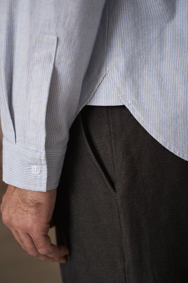About Companions Ken Button Down-Hemd Light Flannel Herren stiped vintage blue