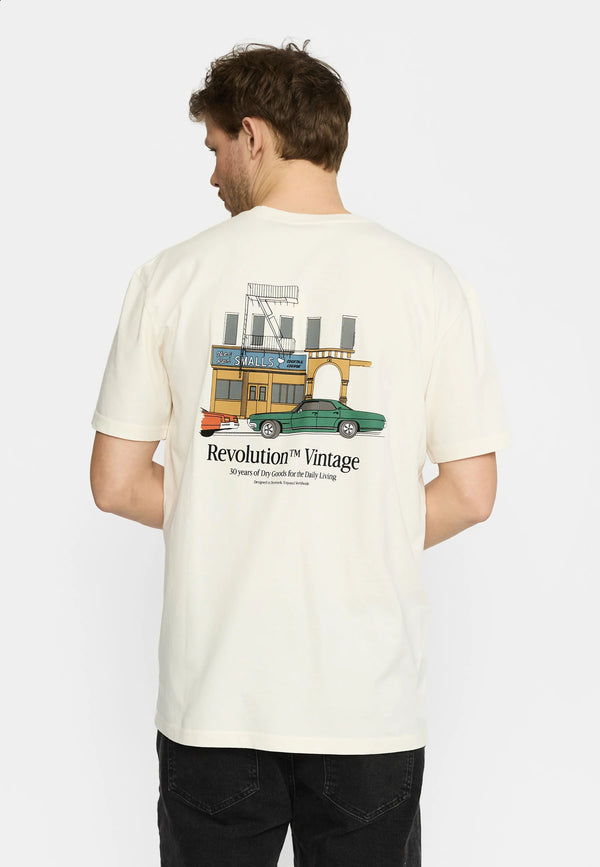 Revolution Offwhite Oldscool Streetview Backprint T-Shirt Herren weiss