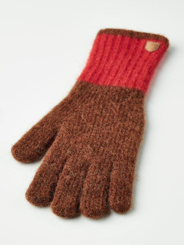 Hestra Moritz Glove Camel/Light Red Strickhandschuhe unisex camel/hellrot – Ansicht 3