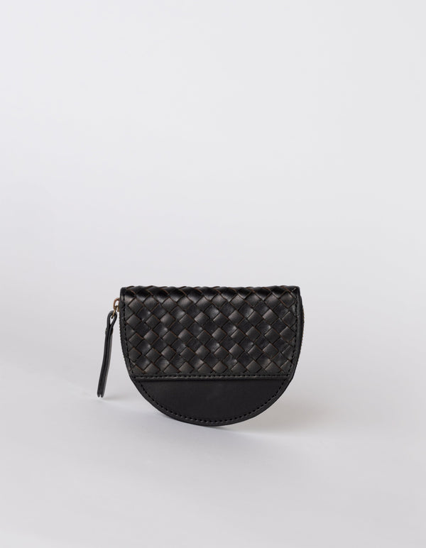 O My Bag Laura Coin Purse Black Woven Leder Portemonnaie schwarz