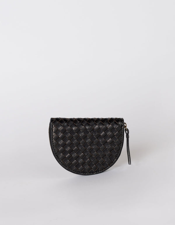 O My Bag Laura Coin Purse Black Woven Leder Portemonnaie schwarz