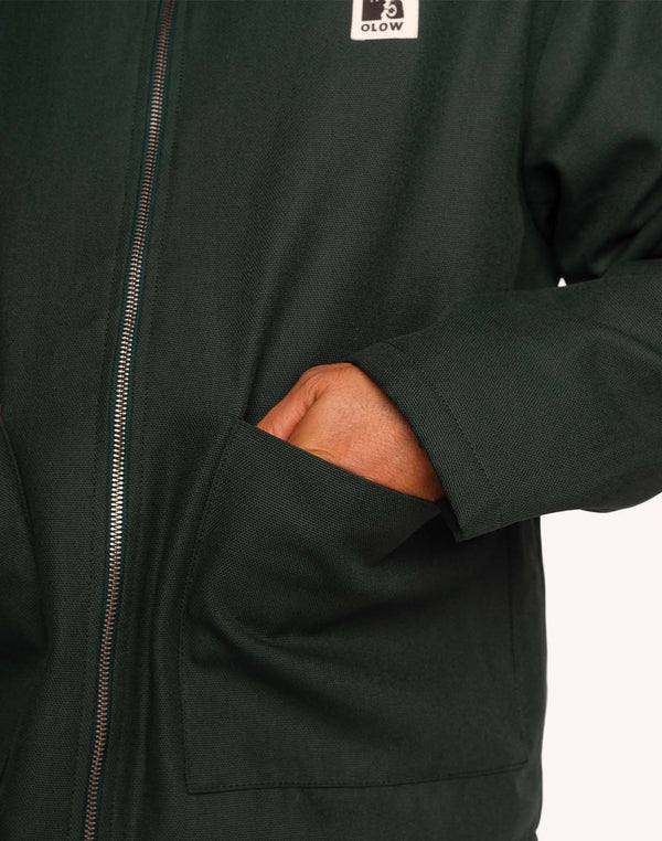 OLOW Yarm Jacke Vert Mélèze – Cordkragen und Brustdetail