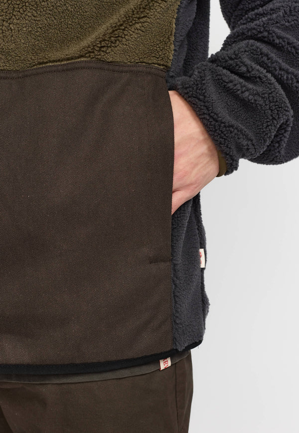 Revolution Blocked Teddyjacke Herren Darkgrey – Rückansicht