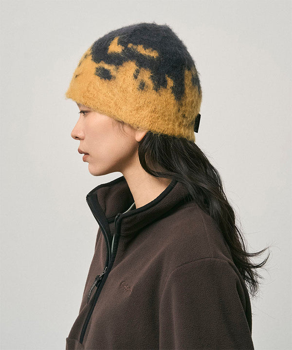 Gramicci Mohair Splatter Beanie Safron Splatter – Unisex Mütze
