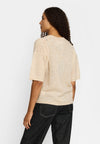 Selfhood Shortsleeve Knit Kurzarm Stricktop Damen weiss melange