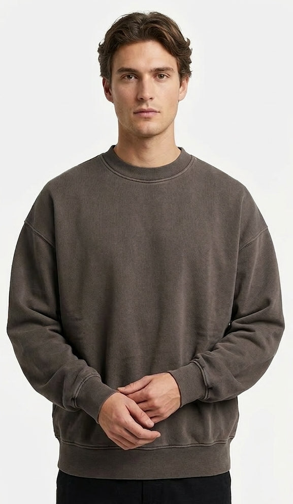Colorful Standard Faded Mud Oversized Crew Sweatshirt Unisex olivbraun