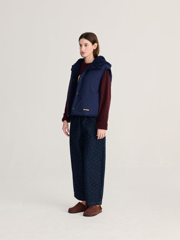 Bobo Choses Reversible Nylon Vest Navy Blue Damen Weste Sherpa blau