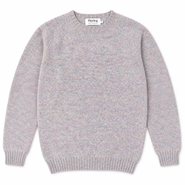 Harley of Scotland Brushed Wool Pullover Herren Hellgrau bunt meliert