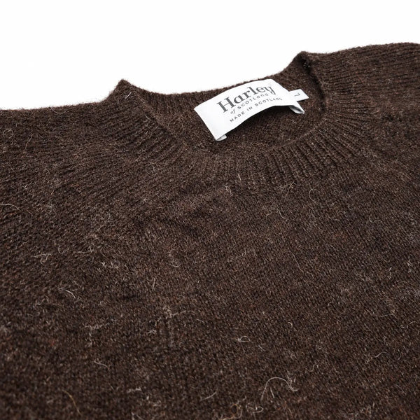 Harley of Scotland Shetland-Pullover Herren Dunkelbraun meliert