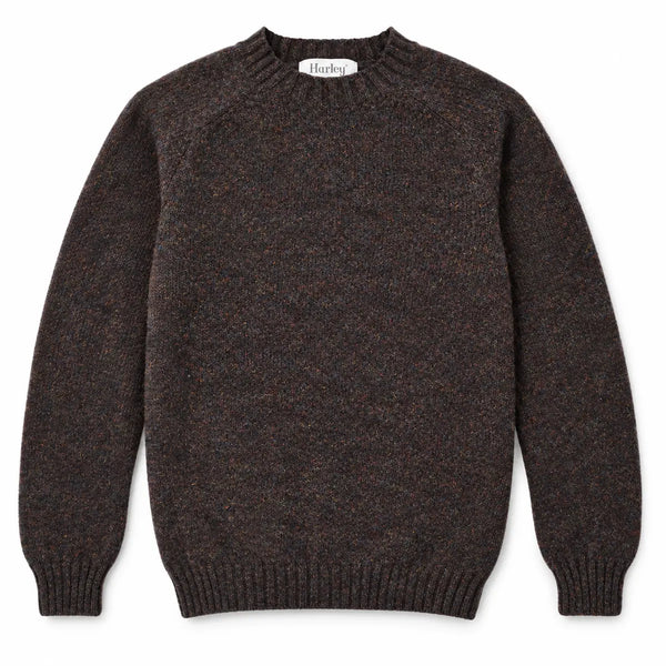 Harley of Scotland Herrenpullover Dunkelbraun bunt meliert Vorderansicht