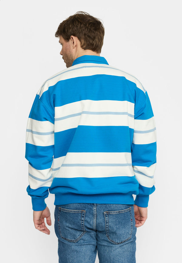 Revolution Loose Polo gestreiftes Sweatshirt Herren blau