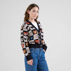 Dedicated Kanan Cat Bingo Cardigan Strickjacke Bio Baumwolle weiß schwarz
