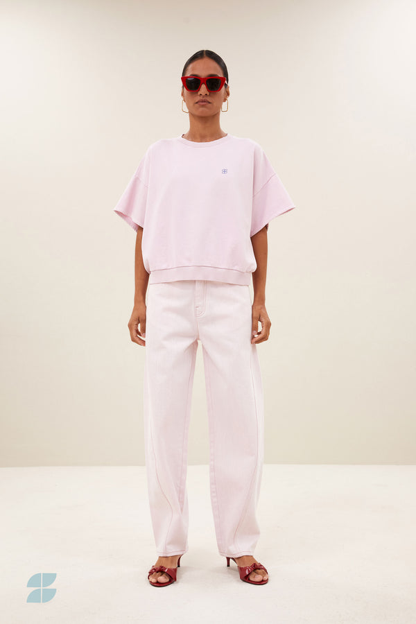 By-Bar Begum Slub Jeans Light Pink Damen Barrel Leg rosa